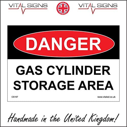 Image of CS167 Danger Gas Cylinder Storage Area Sign Keep Clear Store Bottle Safety cage 300mm x 200mm Sticker/Sav - White Background