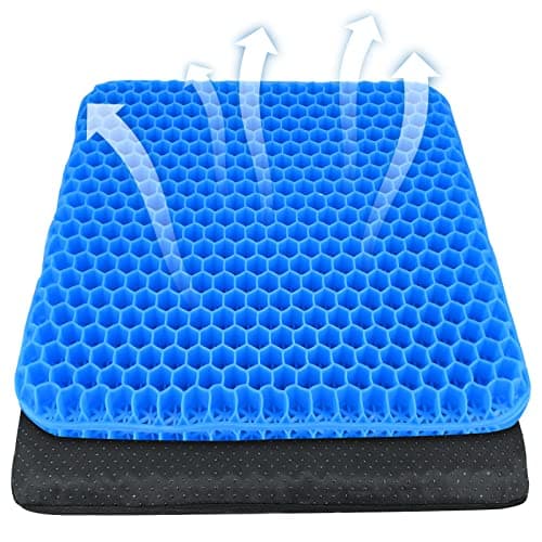 Image of Gel Seat Cushion - Soft Sitter Honeycomb Cushions Double Thick Gel Cushion with Cloth Cover, Cooling & Ergonomic Support Pressure Cushion, for Office Chair, Wheelchair and Car Seat Pads- 42x35x3.5cm
