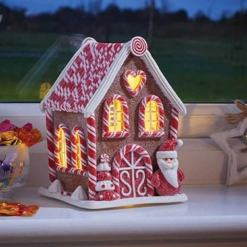Image of Smart Garden Christmas In-Lit Gingerbread Decoration - 3 Assorted Designs (Santa Candy Cabin)