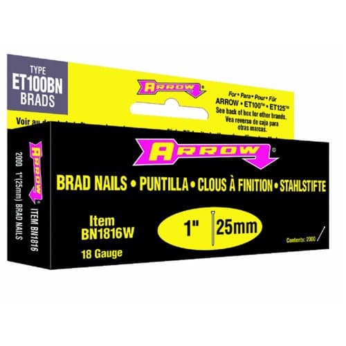 Image of Arrow White Head Brad/Nails Pack 2000 25 Mm