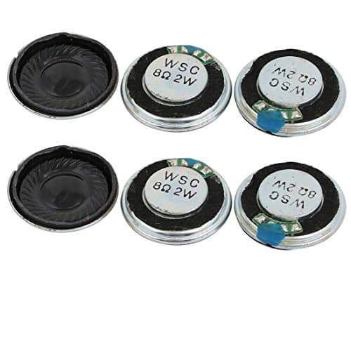 Image of sourcing map 6pcs 22mm Dia 8R 2W Metal Shell Internal Mini Speakers Loudspeaker