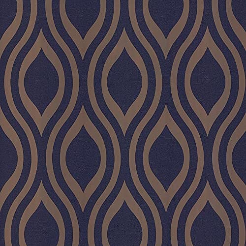 Image of Arthouse Navy Gold Wallpaper Lux Ogee 910203 Full Roll