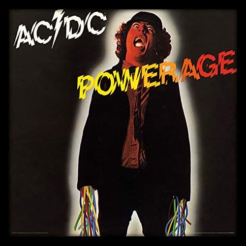 Image of AC/DC Powerage Framed Album Cover Print, Official Licensed Wall Art, 12 Inch Music Memorabilia, Record Sleeve Decor, Collector Gift for Fans