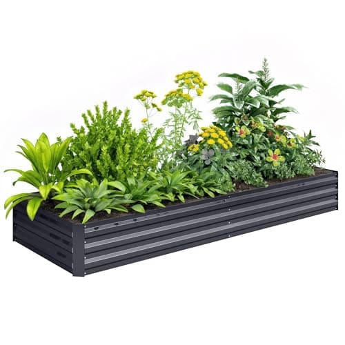Image of Outsunny Galvanised Raised Garden Bed, Metal Elevated Planter Box with Open Bottom, Outdoor Flower Pot for Growing Flowers, Herbs, 241 x 90.5cm, Grey