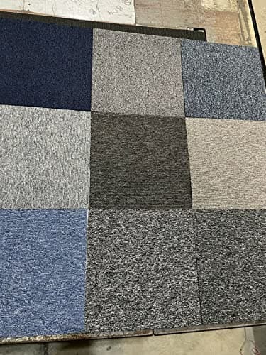Image of 12 x Random Colour Carpet Tiles (40cm x 40cm) Heavy Duty Home Commercial Retail Office Shop Premium Flooring Rugs Floor Tile Hardwearing Anti-Slip Floor Covering, Bitumen Backed