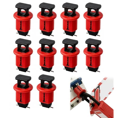 Image of 10 Pack Miniature Circuit Breaker Lockout, Professional Lock Off Kit for Electricians Power Isolation, Universal MCB Safety Device Fits Standard 2 Hole Breakers for Power Isolation