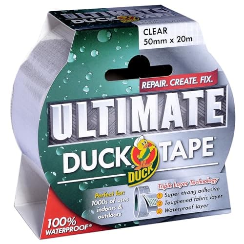 Image of Duck Tape Ultimate Cloth Tape Clear 50mm x 20m. The ultimate high strength waterproof gaffer and duct adhesive cloth repair tape