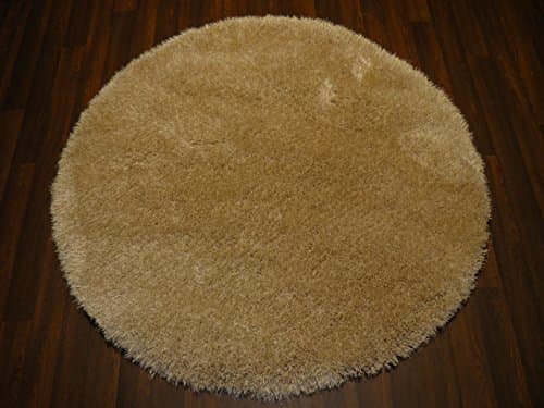 Image of Shaggy 100% Polyester Hand Tufted Shaggy Circular Rug 120cm x 120cm Approx 4ft Circle in Cream