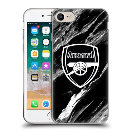 Image of Head Case Designs Officially Licensed Arsenal FC Marble Crest Patterns Soft Gel Case Compatible With Apple iPhone 7/8 / SE 2020 & 2022