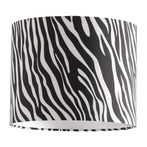 Image of ValueLights | Oasis Zebra Print Fabric with Metallic Chrome Inner Drum Lamp Shade and LED Bulb | 250mm Shade Width