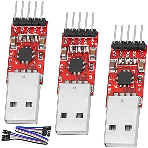 Image of AZDelivery 3 x CP2102 HW-598 USB to TTL 5PIN Serial Converter Adapter Module Downloader 3.3V 5V UART STC with Jumper Wire Cable compatible with Arduino Including E-Book!