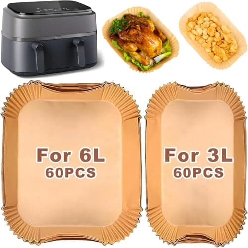 Image of 120PCS Air Fryer Liner for Philips Dual Basket Airfryer 3000 Series 6L/3L (NA350/00), Cookwise 3L/6L, Disposable Parchment Paper Liners Air Fryer Accessories for Philips 9L Dual Airfryer