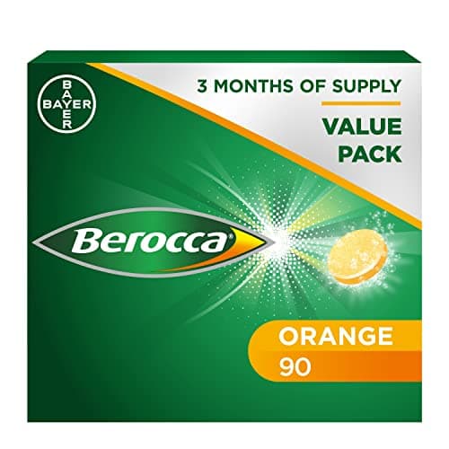 Image of Berocca Vitamin C Effervescent Tablets, with Magnesium, Vitamin B12 & Vitamin B Complex, Orange Flavour, 1 Pack of 90 Tablets - 12 Weeks Supply