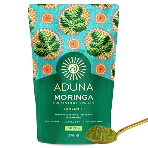Image of Aduna Organic Moringa Powder | 100% Pure Moringa Leaf for Energy & Immune Support | Natural Vegan Source of Iron, Calcium & Protein | Superfood Powder for Smoothies, Soups, Stews & More | 275g