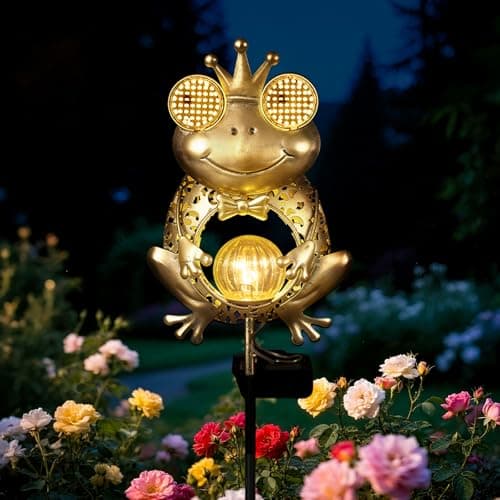 Image of GLOBAL GOLDEN Solar Light Outdoor Garden-Weatherproof Frog Solar Garden Light with Auto On/Off, 2 Mode LED Lights, Dynamic Eye Lighting for Patio, Yard, Pathway Decoration-Birthday Gifts for Women