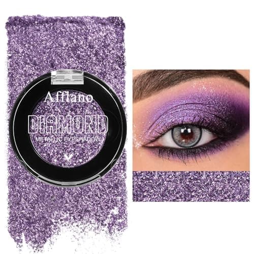 Image of Purple Glitter Eyeshadow, Metallic Single Violet Eyeshadow Makeup, Highly Pigmented Waterproof Long Lasting, Sparkle Eye Shadow for Highlighter Make up, Festival, Daily, Vegan &Talc Free #07H