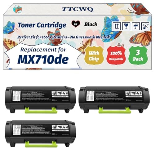 Image of MX710de Toner Cartridge Compatible for Lexmark Work for Lexmark MX811dxme MX812dfe MX812dme MX812dxfe Printers (3 Pack Black)