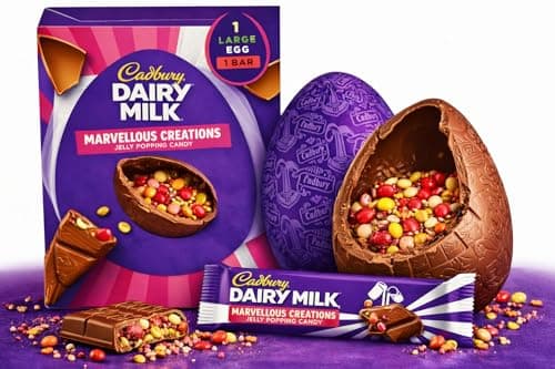 Image of Cadbury Dairy Milk Marvellous Creations Large Chocolate Easter Egg With Jelly Popping Candy Bar Perfect For Easter Egg Hunt Great For Gifts Kids & Adults