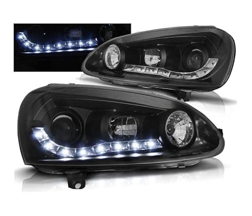 Image of V-MAXZONE PARTS Headlights DAYLIGHT BLACK compatible with VW GOLF 5 2003 2004 2005 2006 2007 2008 RS-2324 Front Lights Car Lamps Headlamp Headlamps Driver And Passenger Side Set Headlight Assembly
