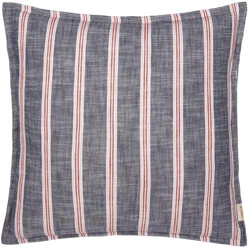 Image of furn. Wylder Abersoch Stripe Polyester Filled Cushion – Nautical Stripe Coastal Cotton Decorative Pillow (Regatta Red – 50x50cm)