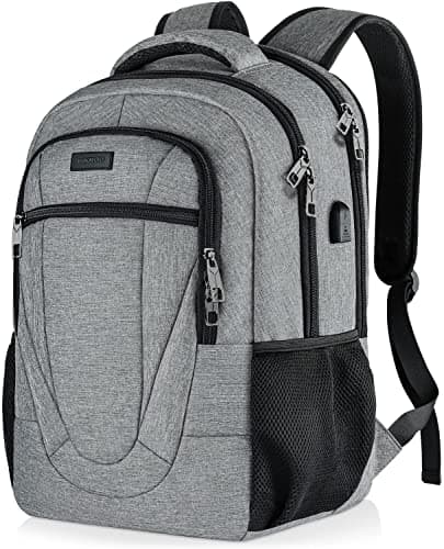 Image of BIKROD Laptop Backpack, School Backpack for Boys Water Resistant School Bag with USB Charging Port, Business Anti Theft Durable Laptop Bag, Gifts, 15.6 Inch Grey