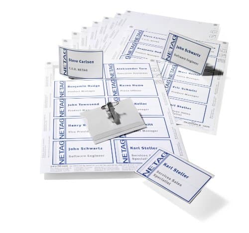 Image of Durable Name Badge Set Combi Clip Assorted 20 Badges 54 x 90 mm and 3 Insert Sheets Ref 8182-00