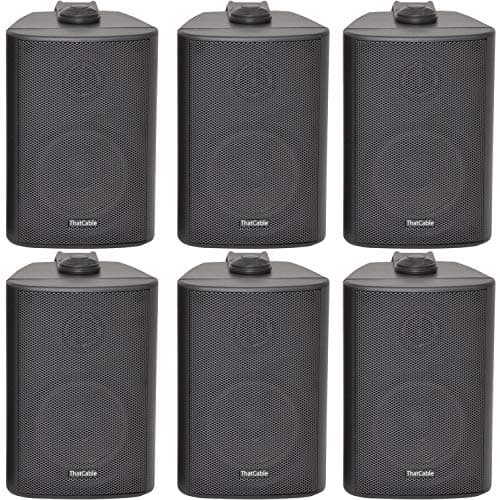 Image of 6x (3 Pairs) - 60W 2 Way Black Wall Mounted Stereo Speakers & Brackets - 3” 8Ohm - Mini Compact Background Music Loudspeakers For HiFi Surround Sound & Streaming