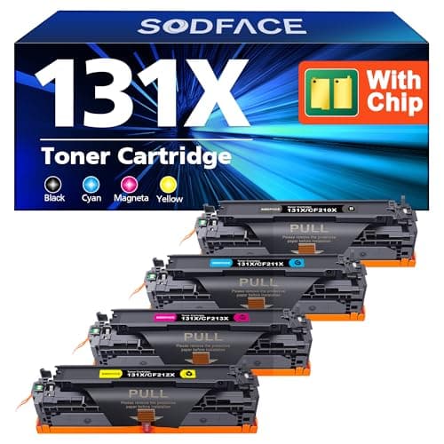 Image of SODFACE 131X 131A CF210X Toner Cartridge Compatible for HP 131X toner 131A CF210X CF211X CF213X CF212X for HP LaserJet Pro 200 Color MFP M276nw M251n M251nw M276n (Black Cyan Yellow Magenta, 4-Pack)