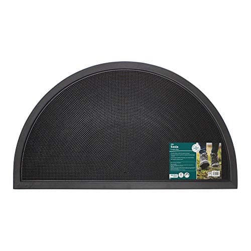 Image of JVL Sesia Black Rubber Stud Half Moon Outdoor Scraper Door Mat, 40 x 70cm