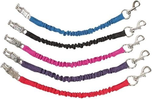 Image of Elastic Bungee Trailer Tie - Pony Shock Absorbing Cords Leash Extension Attachment Hooks Featuring Quick Release Trailer - Thick Straps Equestrian Lead Rope, Red