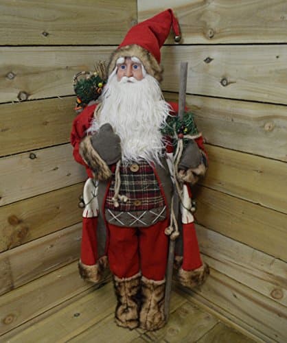Image of Kingfisher 90cm Decorative Plush Standing Father Christmas / Santa Claus in Red Winter Coat