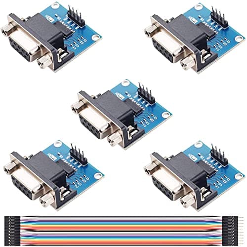 Image of Youmile 5 pcs MAX3232 RS232 to TTL Female Serial Port Converter Module DB9 Connector 3.3V to 5V MAX3232 Root Module with Dupont Line for Equipment Upgrades