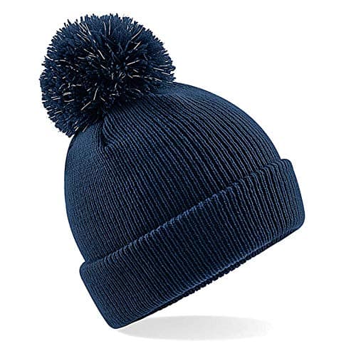 Image of Beechfield Children's Winter Hat Junior Reflective Bobble Beanie - Blue - One Size