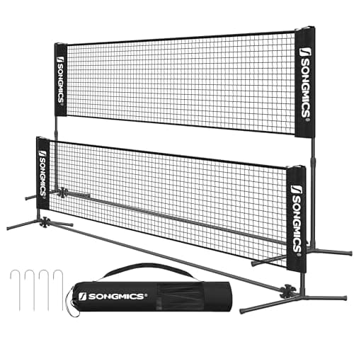 Image of SONGMICS Badminton Net 3M Volleyball Net with Height Adjustable Poles Portable Tennis Net for Junior Tennis Beach Volleyball Pickleball Garden Outdoor Playpen Black SYQ300HV1