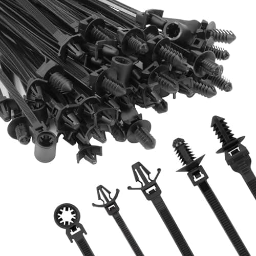 Image of 110pcs Automotive Car Clip Mounted Black Nylon Wire Zip Cable Ties Self Locking