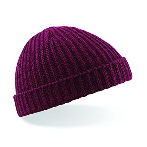 Image of Beechfield Unisex Retro Trawler Winter Beanie Hat, Burgundy - One Size
