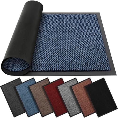 Image of BLADO Washable Door Mats Indoor & Outdoor - Non-Slippery Heavy Duty - Stylish & Large Rubber - Perfect Dust Grabbing Doormats (Blue, 45cm x 75cm)
