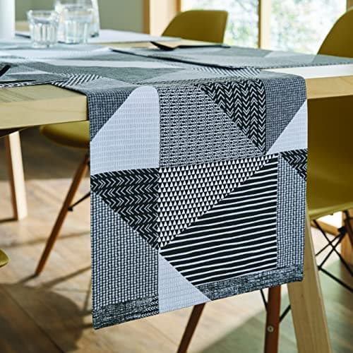 Image of Catherine Lansfield Larsson Geo Table Runner Grey KT/44750/W/TRN220/GY