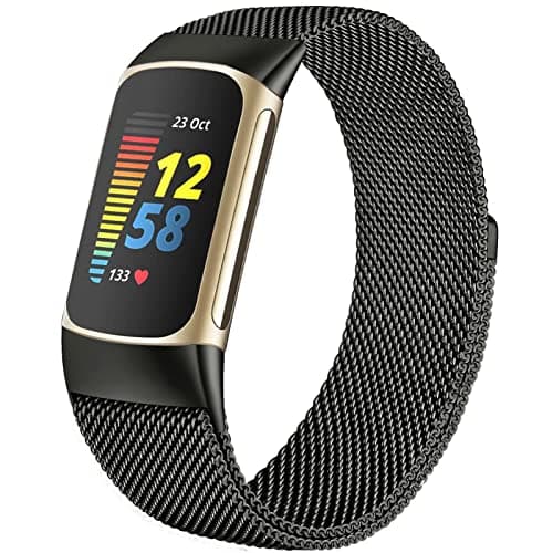 Image of omee Compatible with Fitbit Charge 6/Charge 5 Strap for Women Men, Magnetic Clasp Stainless Steel mesh Loop Adjustable Metal Band Replacement for Charge 6/Charge 5 Advanced Fitness & Health Tracker