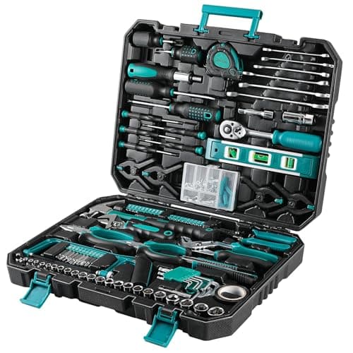Image of TLGREEN 198 Piece Home Tool Kit Set with Storage Case, Portable Hand Tools for DIY, Car Repair, Home Maintenance, Includes Screwdrivers, Socket, Wrench, Pliers, Mechanic Toolbox for Men Women