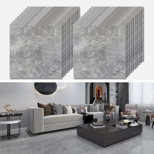 Image of Floor Tiles Self Adhesive Vinyl Flooring Peel and Stick Floor Tiles Stickers Waterproof Marble Effect for Bathroom Kitchen Living Room Inner Porch, 30x30cm 20pcs