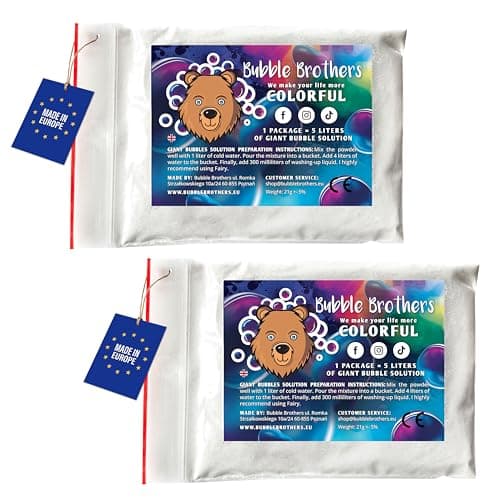 Image of Bubble Brothers Bubble Mix for 10 Litre of Bubble Solution 2 x 5 Litre Bubble Mixture Refill for Giant Bubble Wand Bubble Machine Premium Bubble Mix for Garden Games (2 x 5L)