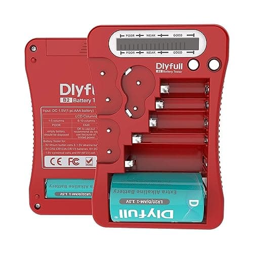Image of Dlyfull Battery Tester, LCD Display Universal Battery Checker for AA AAA C D 9V CR2032 CR123A CR2 CRV3 2CR5 CRP2 1.5V/3V Button Cell Batteries, 1x AAA Batteries Included
