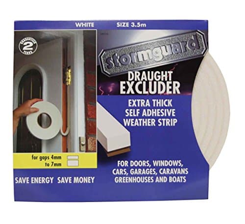 Image of White Extra Thick Rubber Foam Draught excluder Weather proofing Seal for 4-7mm Gaps by Stormguard. 3.5 Metre roll. Guaranteed 2 Years.