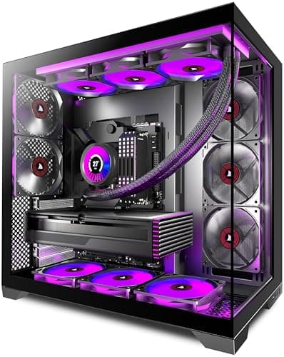Image of PCZZOI PC CASE ATX 5 Fans Pre-Installed, Type-C Mid Tower Computer Case with Full-View Dual Tempered Glass, Gaming PC Case,Black,K4(2026 Update Version)