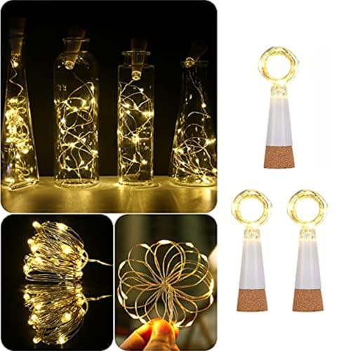 Image of KOBWA Wine Bottle Cork Lights,USB Rechargeable 15 LED Copper String Lights, 59 Inch for DIY Bottle Decoration, Wedding, Party, Home, Outdoor, Garden, and Christmas Decor(Warm White, 3 Pack)