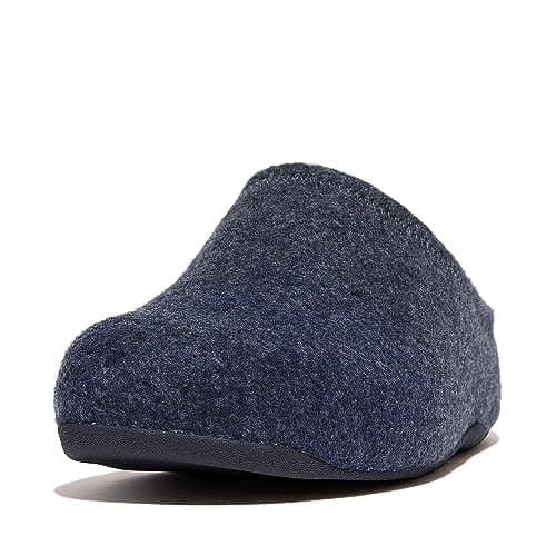 Image of FitFlop women's Shuv Cushy Felt Clog Slippers, Midnight Navy, 3 UK