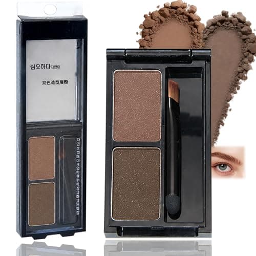 Image of Eyebrow Powder Kit with Razor & Dual Brush - Waterproof Sweatproof Brow Filler Palette, Long Lasting Smudge Proof Formula, Finely Milled Soft Texture for Natural Looking (Deep Brown & Brown)