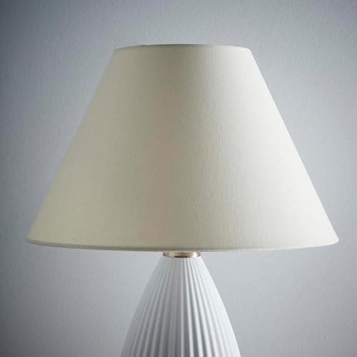 Image of K LIVING Coolie Lampshade for Modern Table Lamps and Floor Lamps in Cream | Traditional Cotton Textured Fabric Cone Light Shade for Ceiling Pendant in Beige | Lamp Shade for Calm Home Atmosphere (14")