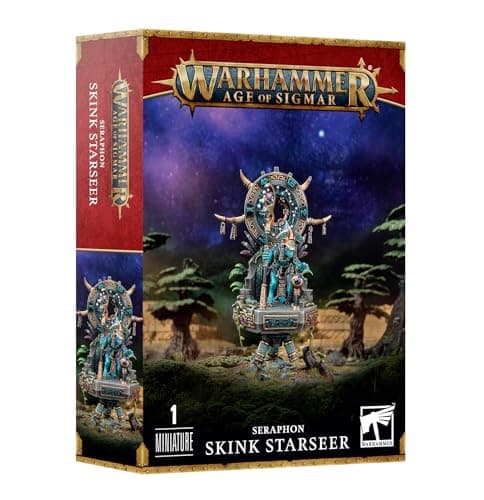 Image of Warhammer Age of Sigmar Games Workshop Seraphon: Skink Starseer, Green, Blue, and Yellow